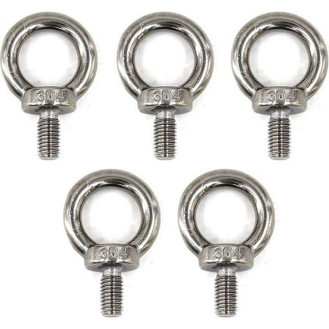 Écrou à œil M8 en acier inoxydable 304, boulon de levage à anneau, lot de 5 pièces, visserie robuste idéale pour fixation et manutention. (1/4)
