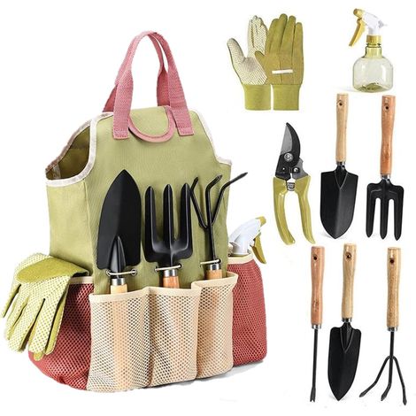 Gartenwerkzeugset, 9 robuste Handwerkzeuge, mit einer strapazierfähigen, rostbeständigen Aufbewahrungstasche, ein ideales Geschenk für Männer und Frauen.