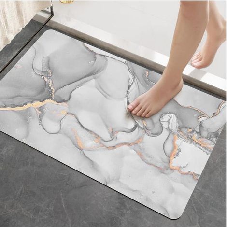 Tapis de salle de bain antidérapant 40 x 60 cm, super absorbant, séchage rapide, ultra fin, facile à nettoyer, adapté aux portes de salle de bain (1/5)