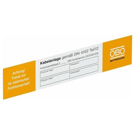 OBO Bettermann Plaque de signalisation pour maintien de fonction 250x43mm Polychlorure de vinyle blanc, 7205423