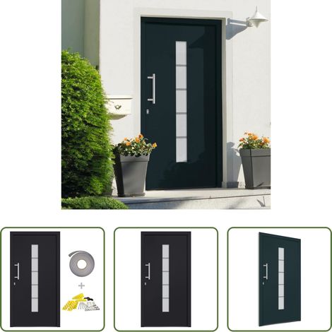 Aluminiumtür -  Haustür Aluminium und PVC Anthrazit 110x210 cm