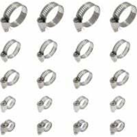 20 Stück Schlauchschellen, verstellbare Schlauchschellen 16-25 mm, Schlauchschellen aus Edelstahl 304, Metallschlauchschellen, für Schläuche, Gasschläuche, Wasserschläuche, Kabel, Wasserhähne usw.