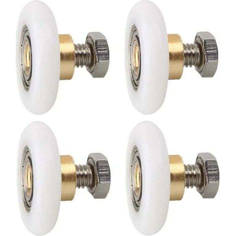 Befestigungsset für Duschtüren und Duschkabinen, 4-teilig. Duschtürrollen, Ersatzrollen für Duschtüren, gerillte Duschtürrollen mit Schrauben, 23 mm Durchmesser. (1/5)