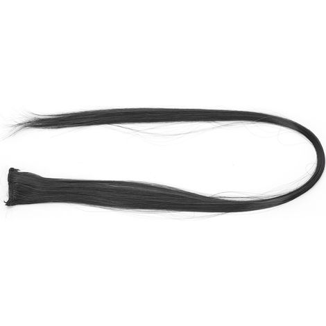 Perruque droite clipée pour extension capillaire, mèches lumineuses pour cosplay, fête, soirée, déguisement, couleur noire. (1/5)
