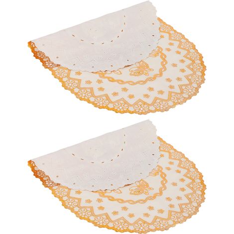 2 Pièces Sous-verres PVC Ovales Dorés - Nappe de Table Déco Cuisine Restaurant Mariage Élégant