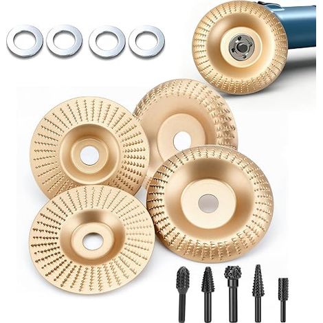 Juego de 4 discos abrasivos de carburo de tungsteno de 100 mm para madera. (1/5)