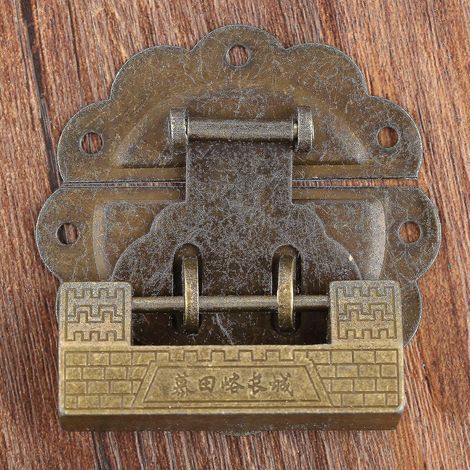 Quincaillerie pour boîte à bijoux/meubles anciens chinois, loquet, fermoir et cadenas en bronze antique (1/5)