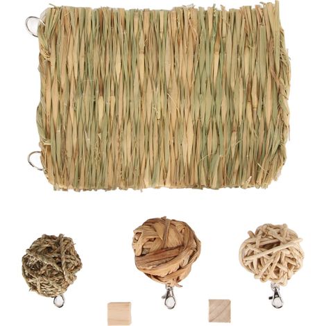 Tapis d'herbe à lapin pour hamsters : un ensemble de jouets à mâcher sains, détachables et durables pour la maison, idéal pour lutter contre l'ennui. (1/5)