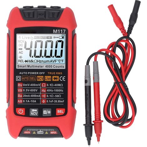 Multimètre Numérique Automatique, 4000 Comptes True RMS Testeur de Poche avec NCV, Détection de Phase, Écran Rétroéclairé, pour Tension AC/DC, Courant, Résistance, Capacité (1/5)