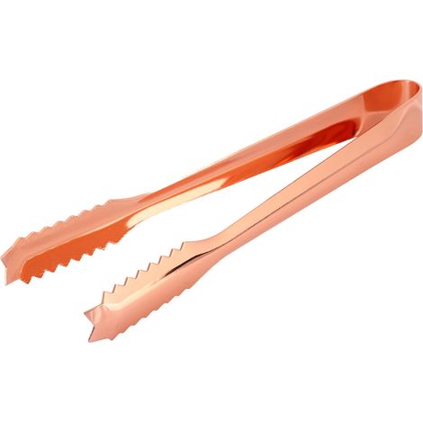 Pince à glace en acier inoxydable 304 plaqué cuivre, embout dentelé pour bar restaurant maison, 18cm (1/5)