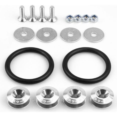 JDM Car Front and Rear Bumper Reinforcement Washers, Reinforcement Screws, Modified Shims, Bumper Quick-Release Clips, and Surround Buckles - Silver (1/4)