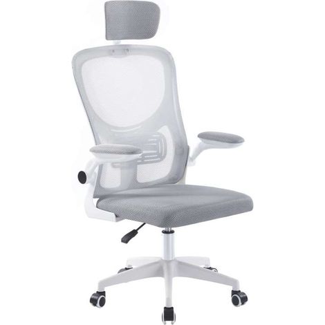 Sillón giratorio elevable gamer Aero Red transpirable en gris/blanco, 106/116cm(alto) 62cm(ancho) 62cm(fondo). (1/3)