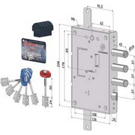 1PZ SERRATURA TRIPLICE APPLICARE PER PORTE BLINDATE A D.MAPPA INTERNO 37 240 - (2401DCR0337S56)