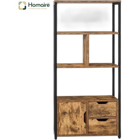 Schwarzes Bücherregal mit schwarzem Stauraum 58 x 24 x 122 cm HOMAIRE (1/5)