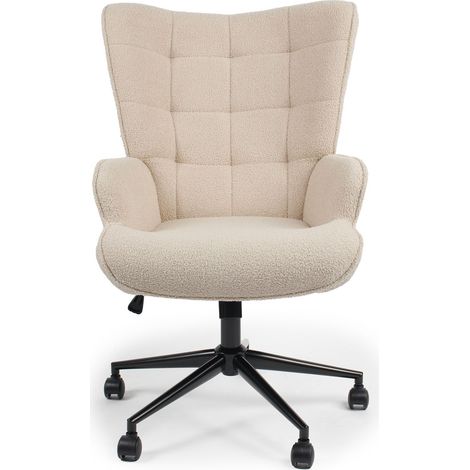 Fauteuil de bureau moderne à haut dossier Florelo Tissu bouclette Beige (1/5)