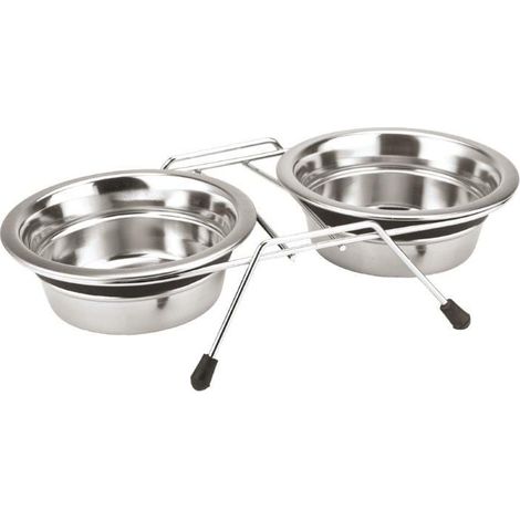 Nobby Doppel-Hundenapf Edelstahl Silent Diner 2x Ø 11 cm - 200 ml silber Futter- & Trinknäpfe