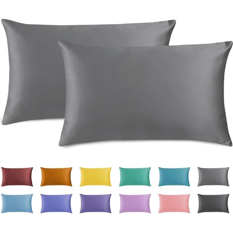 Lot de 2 Taie Oreiller, 40 70cm Taie d'oreiller Rectangulaire avec Fermeture Éclair, Microfibre Brossée Ultra Douce, Respirante, Infroissable, Résistante à la Décoloration et Aux Taches (Gris (1/5)