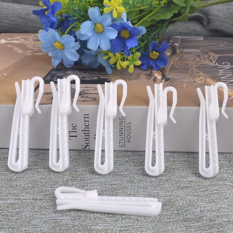 Lot de 30 crochets réglables en plastique résistant pour rideaux plissés (70 mm)