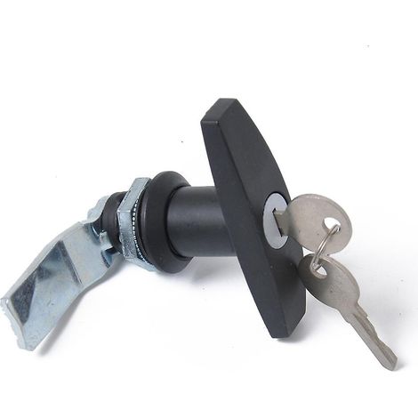 Loquet de porte à poignée en T pour camionnette, caravane, armoire, garage, finition chromée brillante, noir (1 pièce) (1/5)