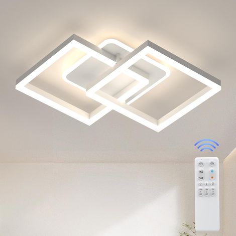 Modlicht LED Deckenlamape Weiß 40W 3600LM,Dimmbar 3000-6500K,Fernbedienung,Modern Geometrisch Deckenleuchten für Wohnzimmer Schlafzimmer 65x42cm [klasse F]