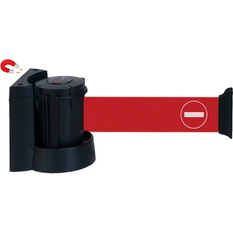 Enrouleur mural magnétique avec sangle Rouge avec logo sens interdit 5m x 50mm - 2051163 (1/4)