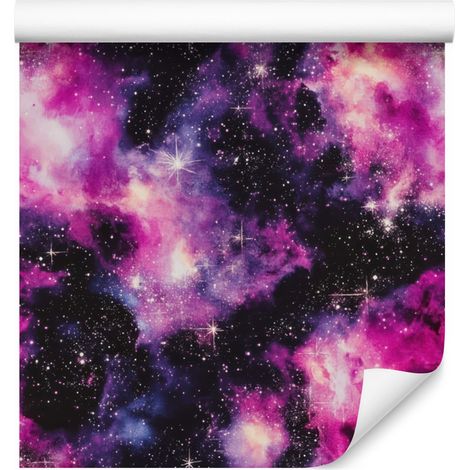 Papel pintado Galaxia en acuarela, violeta, ciruela y morado, 50x1000 cm. (1/5)