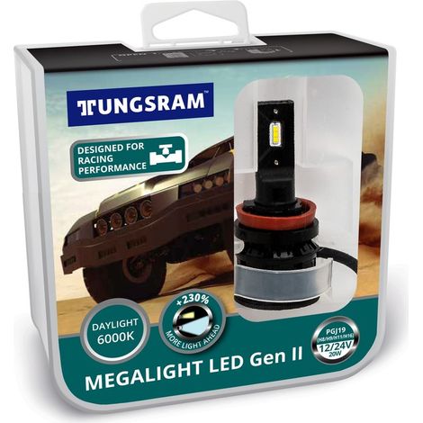 H8/H9/H11/H16 12/24V 20W PGJ19-1/2/3/5 Megalight LED Gen II +230% 6000K NO ECE 2St. Tungsram (1/2)