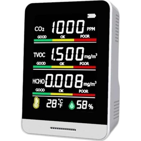Détecteur de CO2, outil de détection d\'humidité de la température, bureau intelligent, intérieur, extérieur, haute précision, détection rapide, outil de détection polyvalent (1/4)