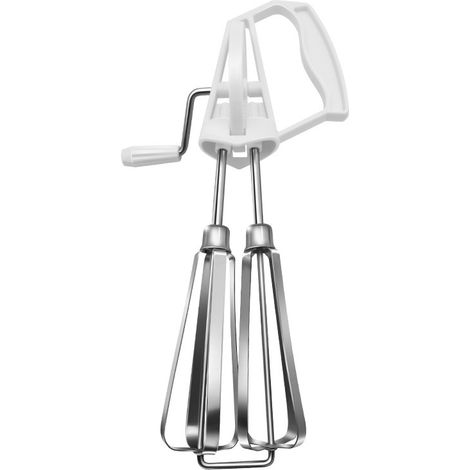 Fouet Professionnel Rotatoire Fouet à Ballon Batteurs Manuels à Oeufs Lait Mixeur DIY Pâtissier Fouet à Oeufs Ustensiles de Cuisine 25.5 x 13x6.5 cm(White)