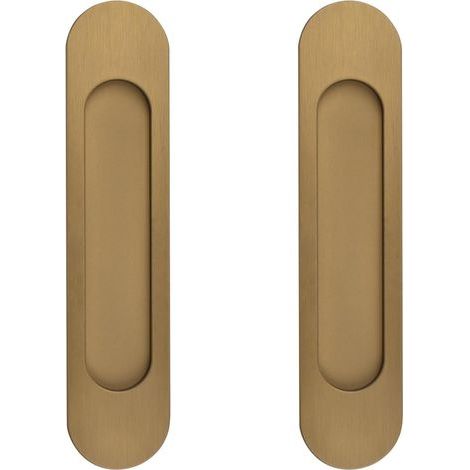 CCYKXA 18CM Oval Self-Adhesive Sliding Door Handles, 2pcs Bronze Gold Aluminum Alloy Flush Pull Handle Punch-Free for Sliding Barn Door Window Cabinets