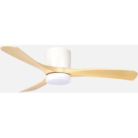 ABRILA - Ventilador DC Paterna 18W  3 Aspas  6 Velocidades  LED Integrado  Luz Opcional  Control Remoto  27x117x117 cm  Blanco/Haya