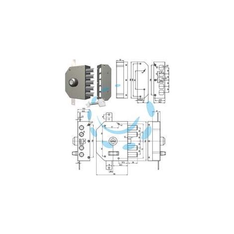 SERRATURA TRIPLICE DA APPLICARE A POMPA CON POMOLO SENZA SCROCCO 3200P - mm.60 SX (3200P-52)