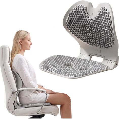 Coussin Lombaire Ergonomique Gel, Soutien Dos Voiture et Bureau Respirant Support Lombaire Pliable, Gel TPE Respirant, Structure Nid d'abeille, pour Voiture, Chaise Bureau et Longues Périodes Assises (1/5)