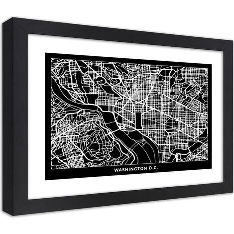 Quadro con cornice, Pianta della città di Washington - 30x20 (1/5)