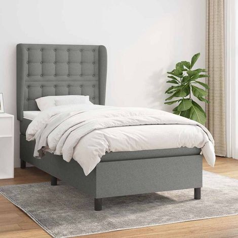 Sommier à lattes de lit avec matelas Gris foncé 100x200cm Tissu (1/5)