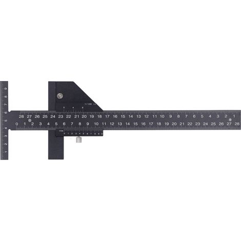 Règle en T en alliage d'aluminium 0-280mm, échelle précise pour mesurer et tracer, outil de menuiserie multifonction.