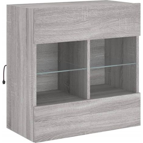 Mobile TV multimediale scaffale televisione buffet TV sala da pranzo soggiorno camera da letto a parete con luci LED Sonoma 58,5 x 30 x 60,5 cm grigio 020028052