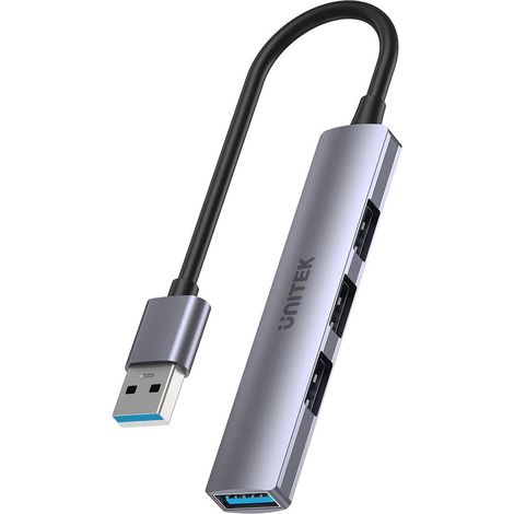 Hub USB Unitek H1208A : 1 port USB-A 5 Gbps, 3 ports USB-A 2.0, boîtier en aluminium (1/3)