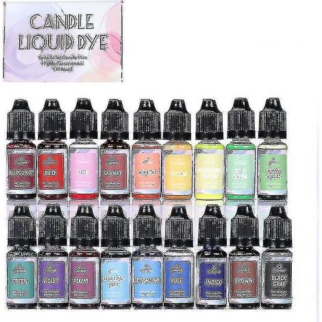 Colorant liquide à base d'huile, 18 couleurs, pour cire, colorants pour bougies aux couleurs vives, colorants naturels hautement concentrés. (1/5)