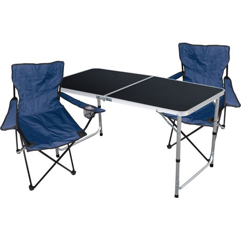 3-teiliges Campingmöbel Set Schwarz - Blau-MMC330872B+2xMPO2431 (1/5)