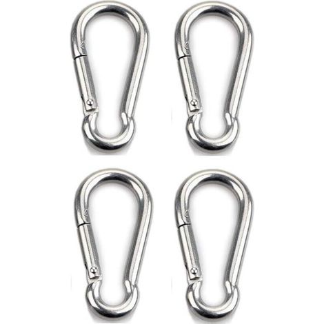 BUNTHAUS 4 robuste Karabinerhaken für Sport, Hundeleinen, Hängematten, Edelstahl 304, 6 mm dick