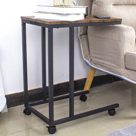 Tavolino da Caffe Porta Pc Laterale Divano Letto Metallo legno con Ruote Moderno (1/5)