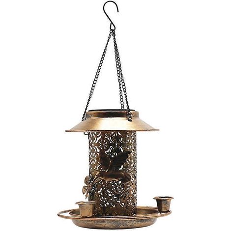 Solarbetriebene Vogelfutterhäuschen, Vogelfutterhäuschen aus Eisen, Eichhörnchensichere Kolibri-Futterhäuschen