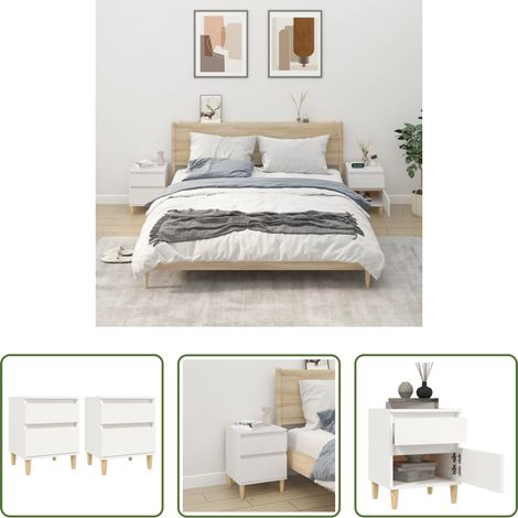 vidaXL Tables de chevet design - Tables de chevet 2 pcs Blanc 40x35x50 cm (1/5)