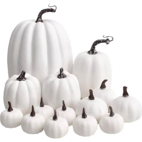 Deco citrouille artificielle - Set 14 - Automne Halloween - Tailles variees - Interieur exterieur (1/5)