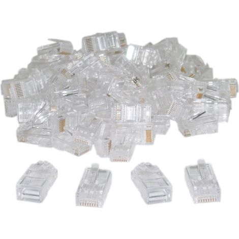 TrAdE Shop Traesio - Connettore Lan 8 Poli Ethernet Plug Rj45 Maschio Da Crimpare Per Cavo Di Rrete - (1/4)