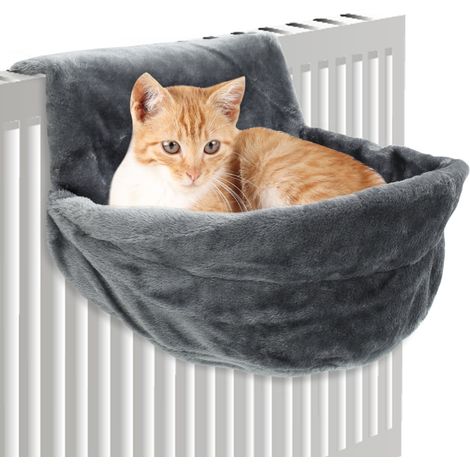 Lit Pour Chat - Structure En Fer - Surface Plush Chaude Et Douce - Forme Ronde - Blanc - 45,5 x 39 x 25,5 cm - 1 Pièce (1/5)