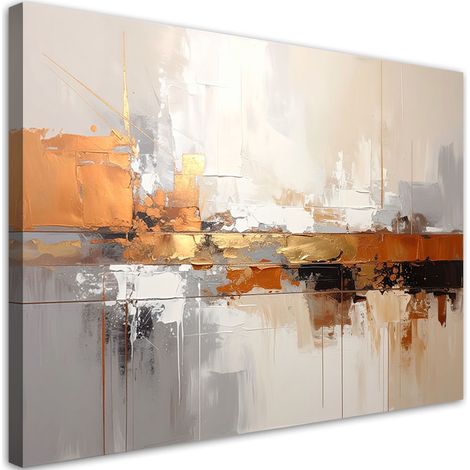 Image sur Toile, Abstraction beige et dorée,30x20 (1/4)