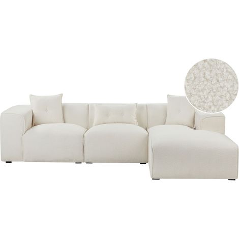 Corner Sofa 3 Seater DOLVA Boucle Off-White Left Hand (1/5)