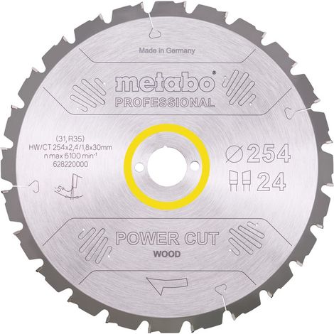 Metabo Sägeblatt power cut wood - professional, 254x30, Z24 WZ 5° neg.